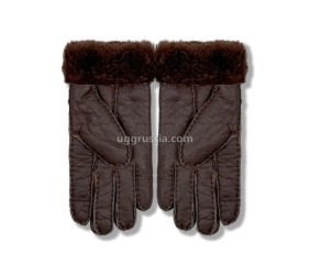 UGG Перчатки Кожаные Мужские Коричневые