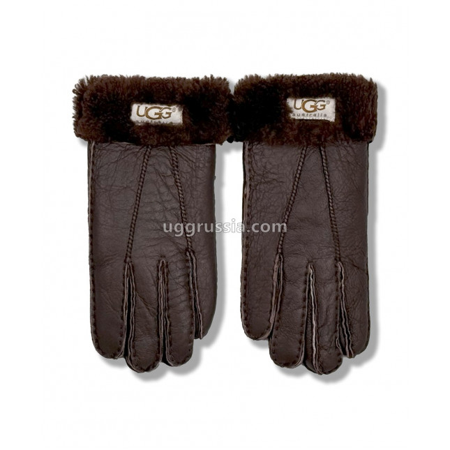 UGG Перчатки Кожаные Мужские Коричневые