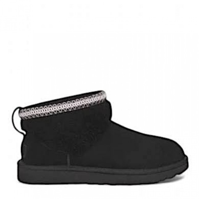 UGG Ultra Mini Lack Maxi Curly Boot Black