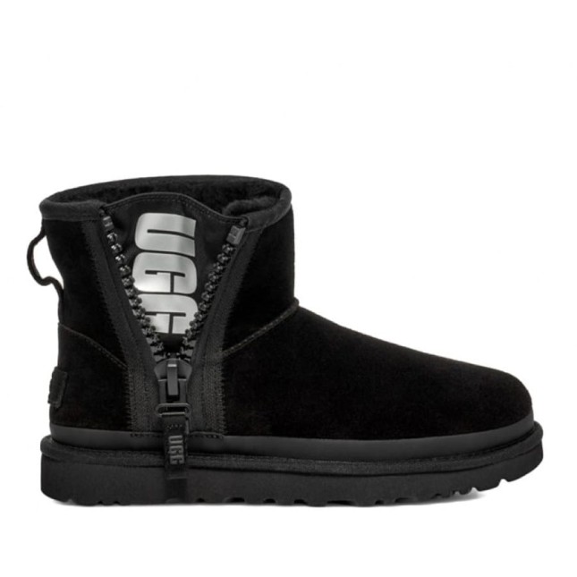 UGG Classic Mini Zipper Tape Logo Boot Black