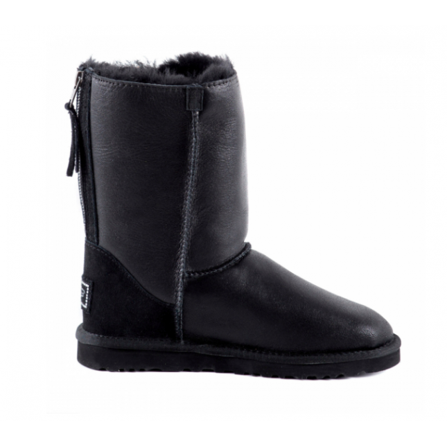 UGG Classic Short Zip Metallic Black