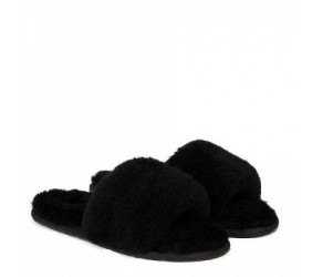 UGG Fluff Slide Slippers Black UGG Fluff Slide Slippers Black