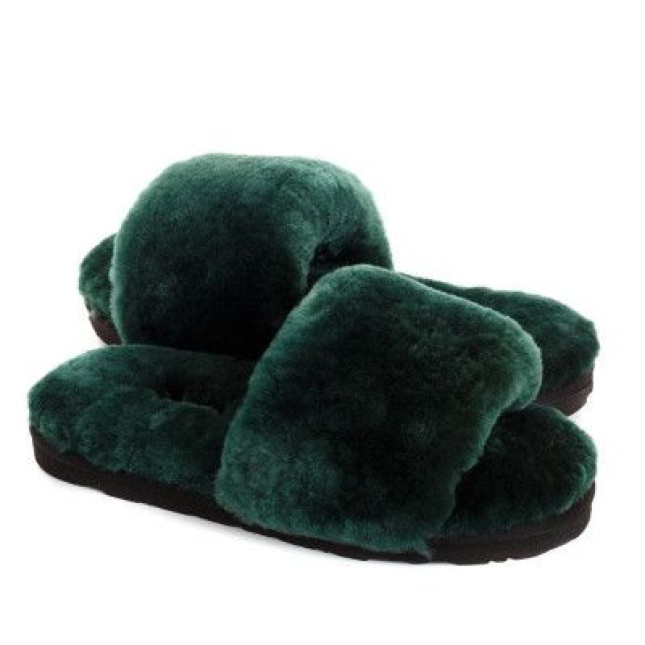 UGG Fluff Slide Slippers Dark Green